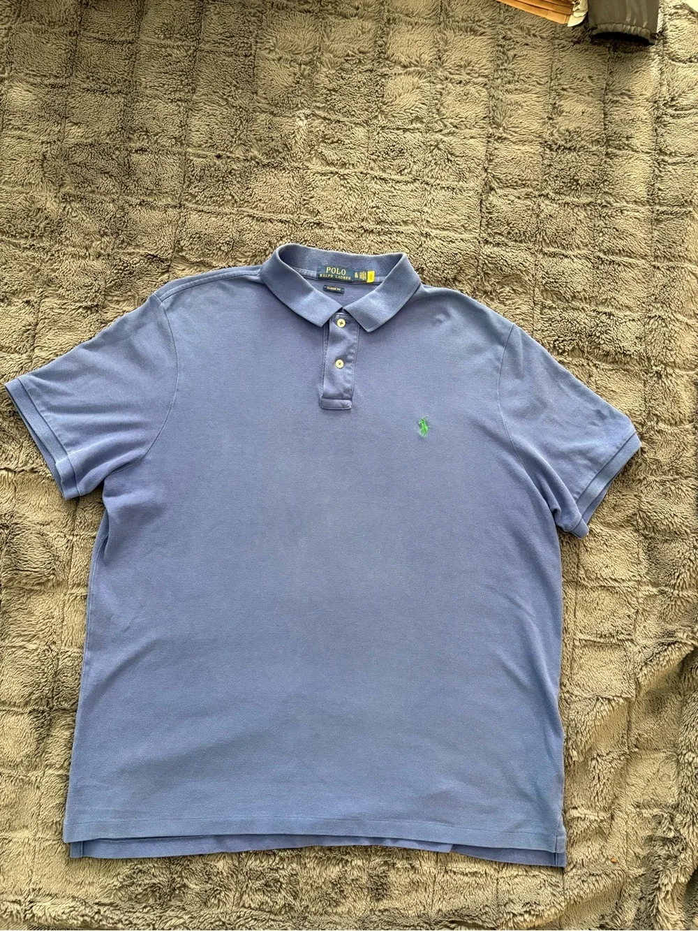 Polo Ralph Lauren Men's Blue Solid Short Sleeve Cotton Logo Classic Fit Shirt XL